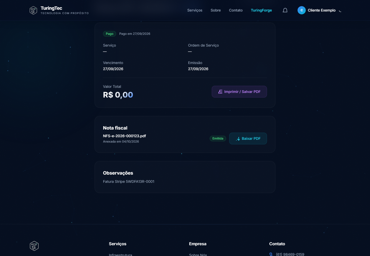 Notas fiscais (NFS-e)