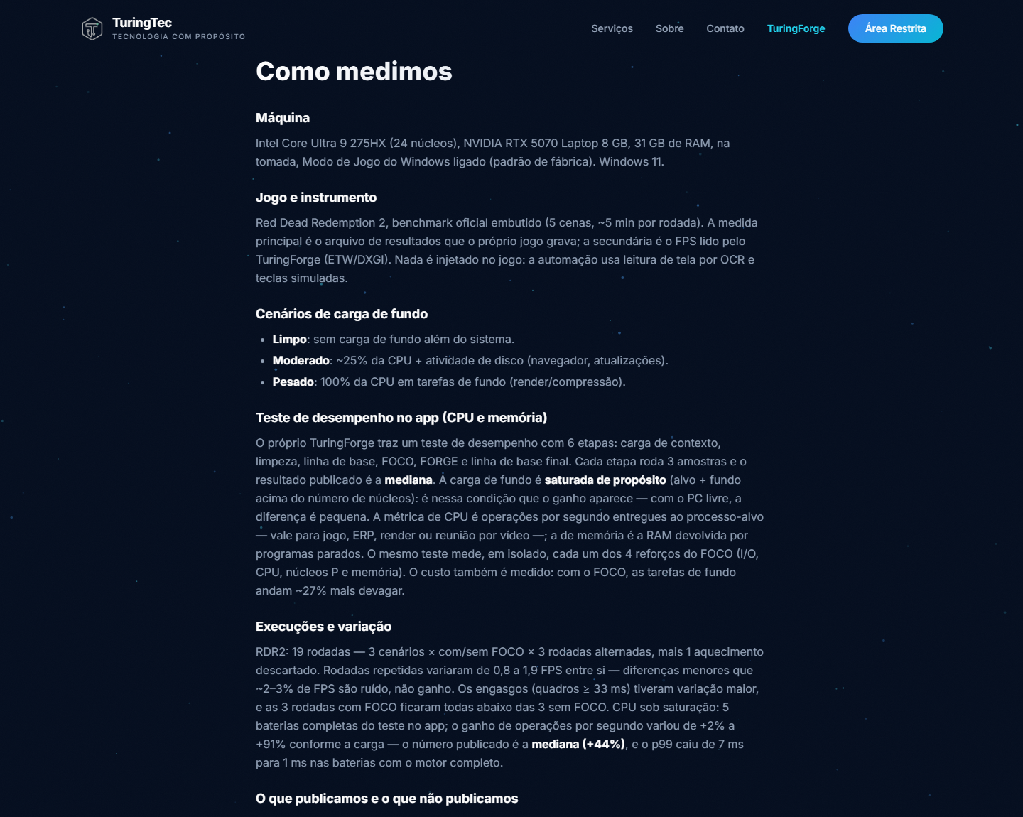 Medições publicadas